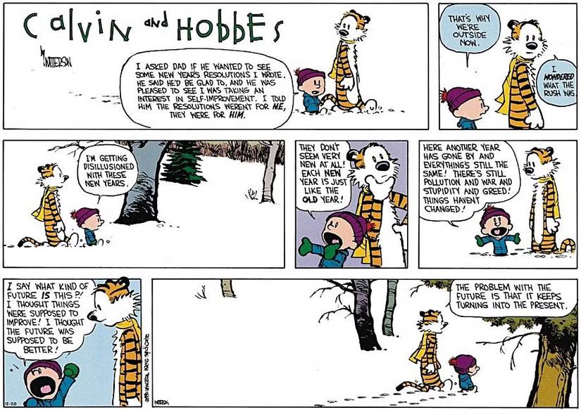 Calvin talks to Hobbes about New Year's in 'Calvin and Hobbes'