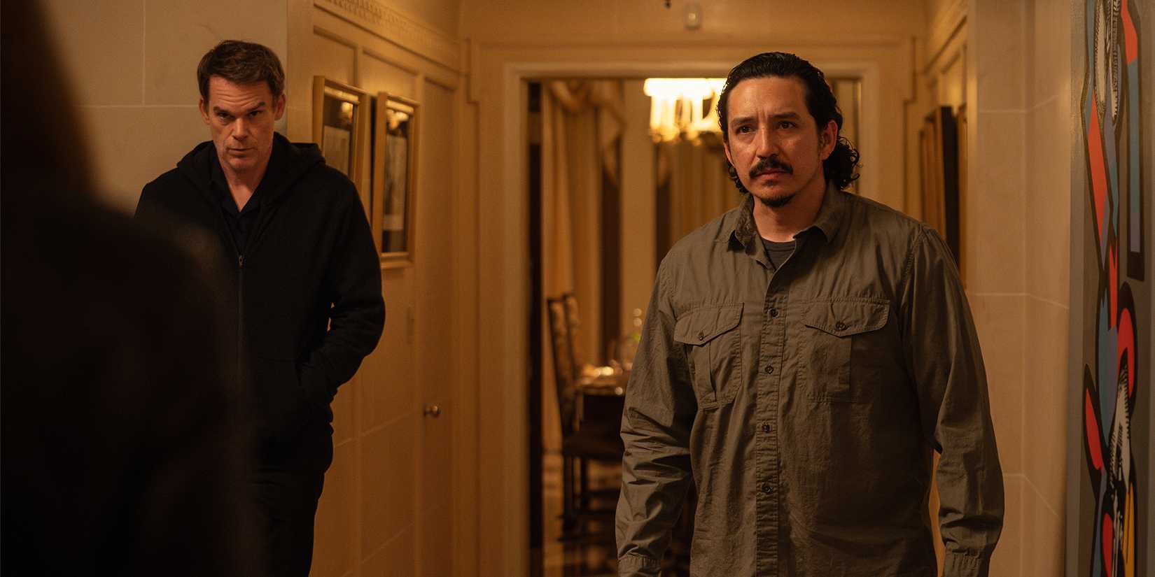 L-R: Michael C. Hall as Dexter Morgan and Gabriel Luna as Ray Ballard in Dexter: Resurrection, episode 3, season 2, streaming on Paramount+, 2026.