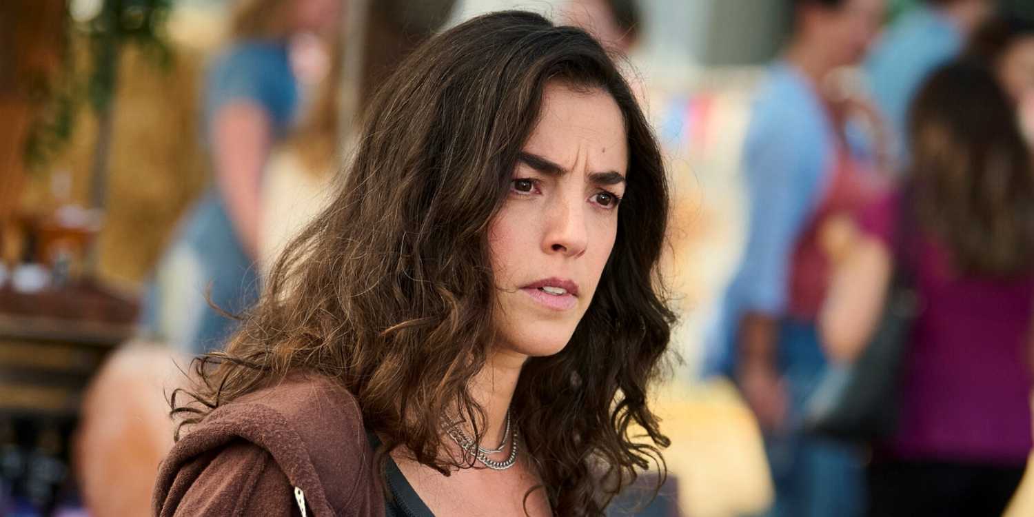 Olivia Thirlby as CJ looking concerned in Fire Country Season 5
