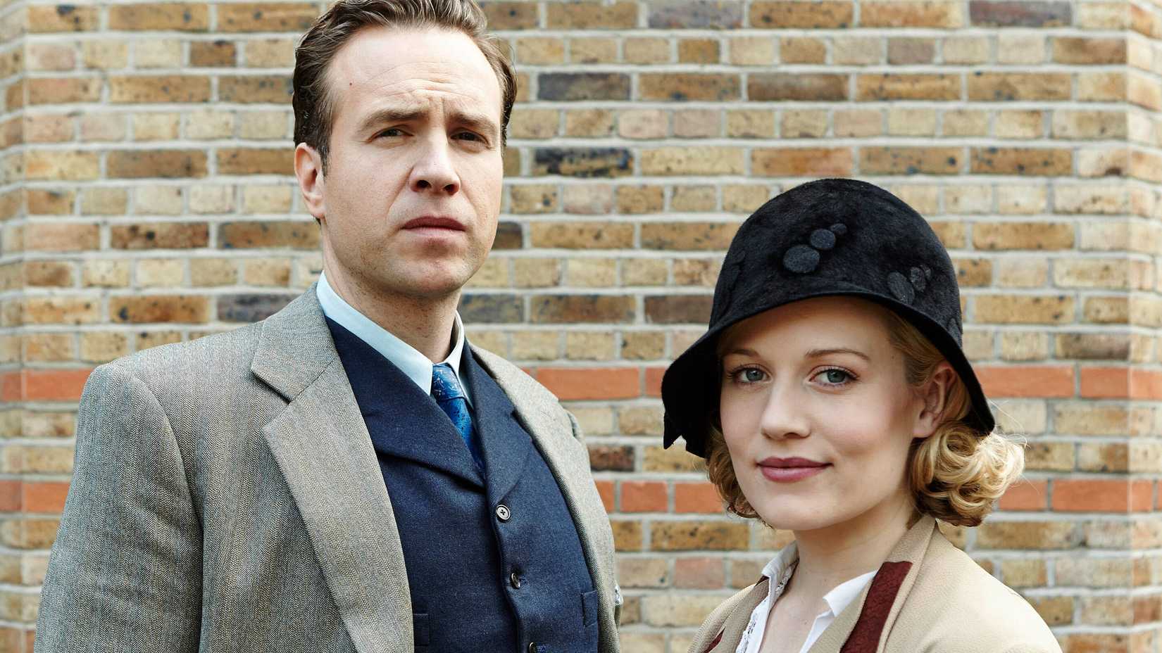 Rafe Spall and Cara Theobold in Harry Price: Ghost Hunter.