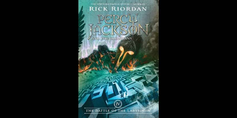 The book cover for Percy Jackson and the Olympians: The Battle of the Labyrinth by Rick Riordan