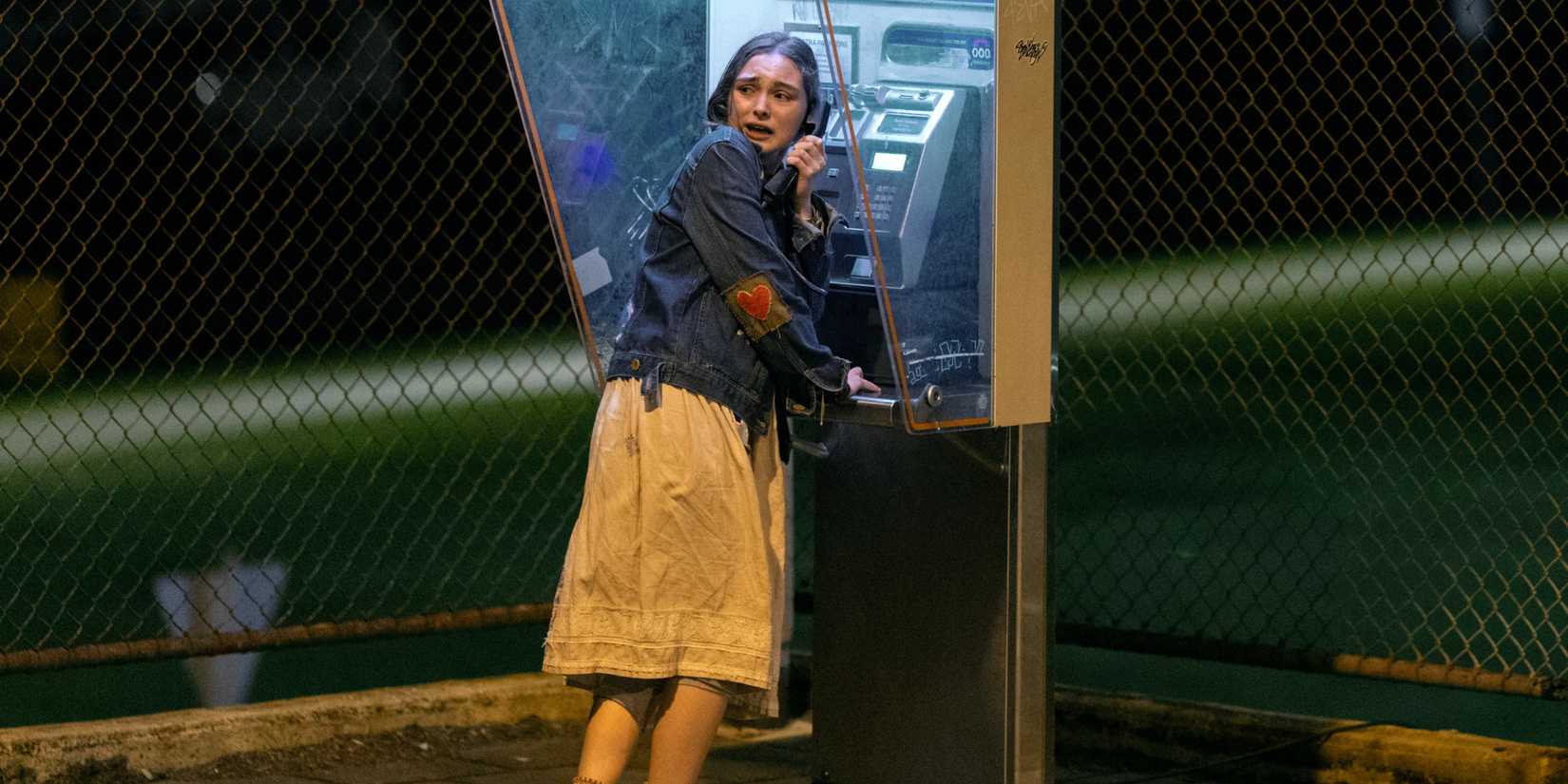 Chloe Jean Lourdes as Sarah making a panicked emergency services call in Last Seen
