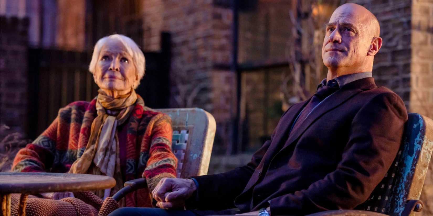 Ellen Burstyn as Bernadette "Bernie" Stabler and Christopher Meloni as Elliot Stabler in Law & Order: Organized Crime.
