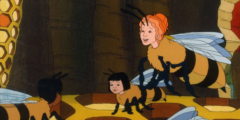Ms. Frizzle and a student transformed as a bee in 'The Magic School Bus'