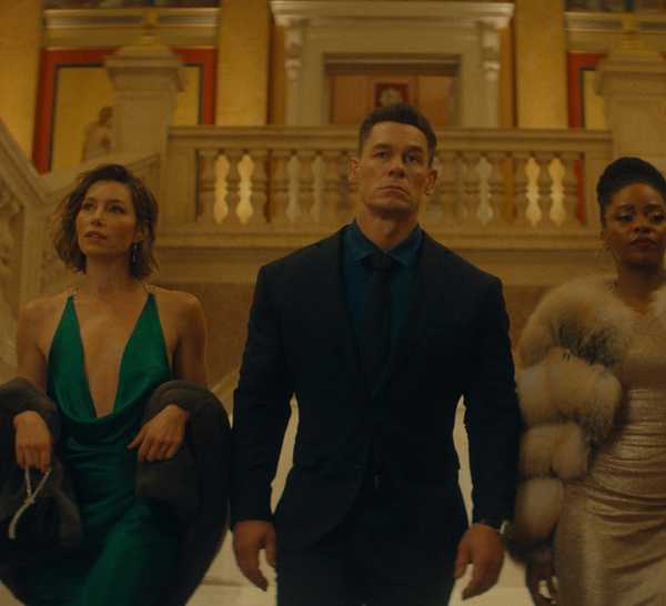 Arturo Castro, Jessica Biel, John Cena, Teyonah Parris, and Sam Richardson in 'Matchbox: The Movie'