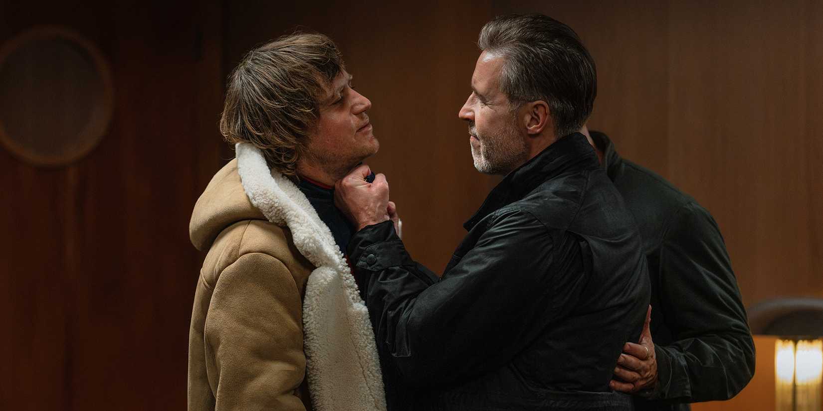 Johnny Flynn as Frankie Cooper with Paddy Considine as Kevin Harrigan in MobLand Season 2