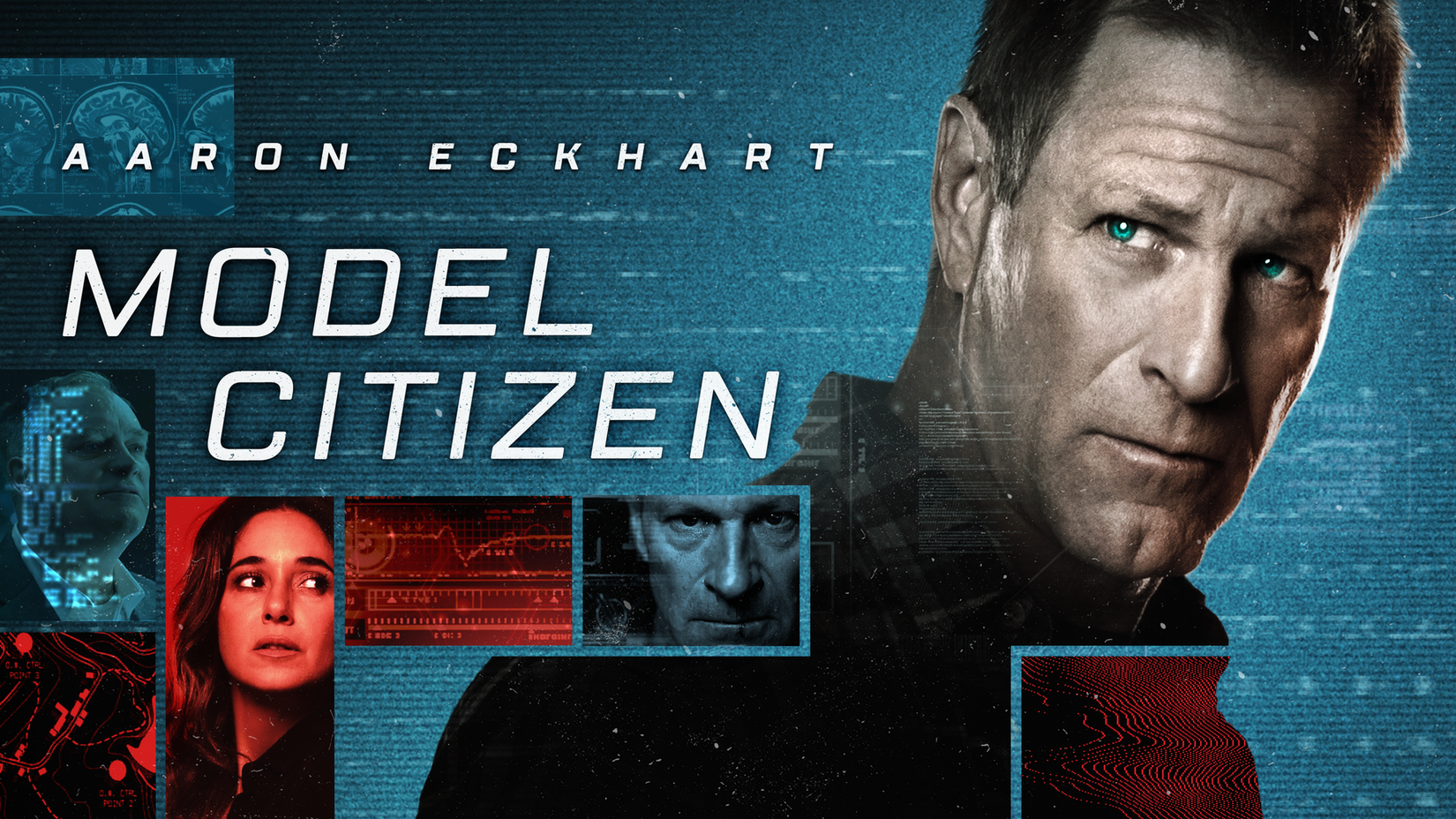 The poster art for Model Citizen with Aaron Eckhart and Emmanuelle Chriqui.