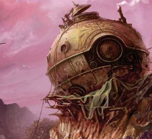 A crashed spaceship on the cover of 'Out of the Silent Planet' by C.S. Lewis