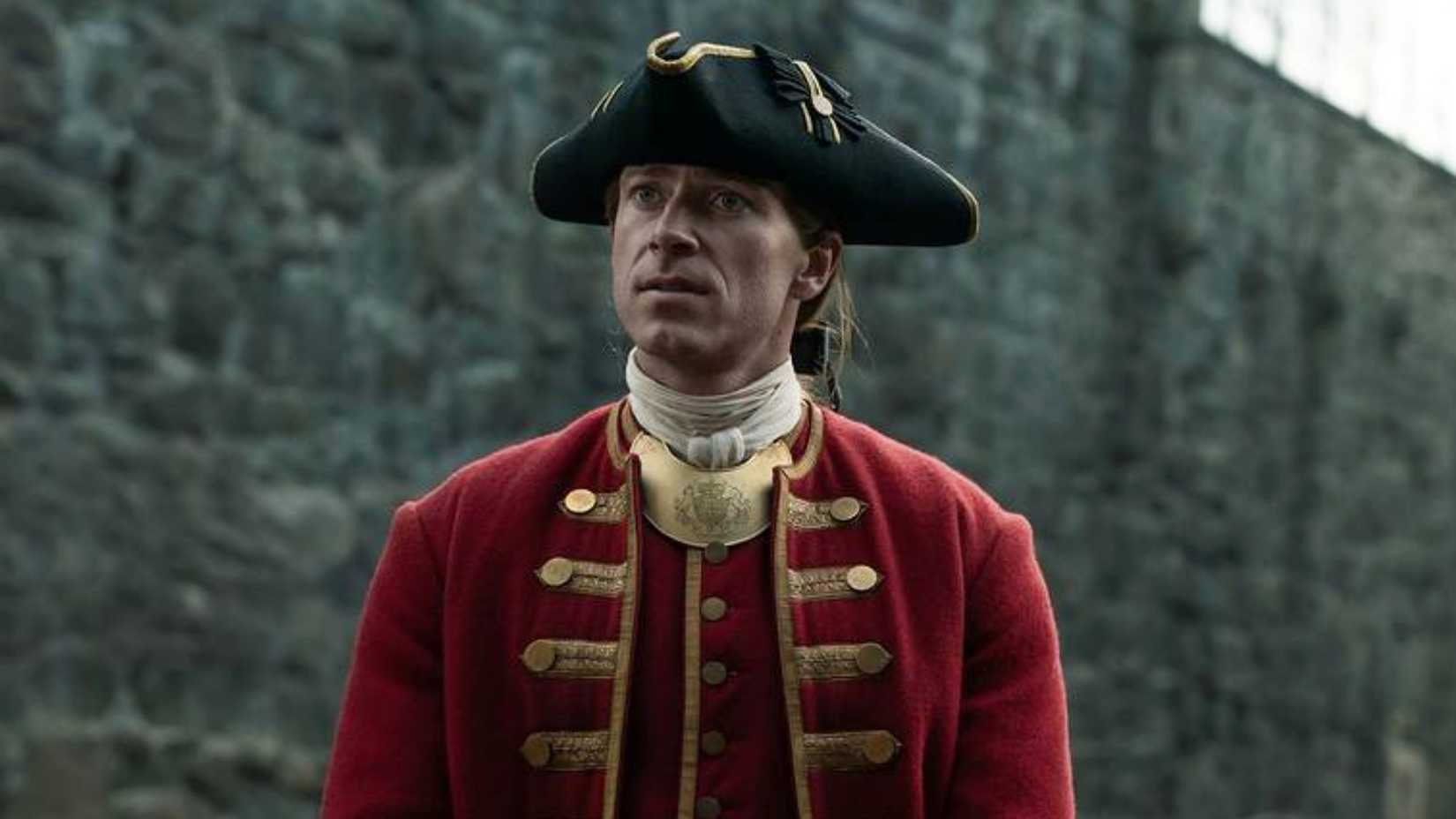 Digby Edgley as Captain Lord Gerard Grey standing outside in uniform in Outlander: Blood of My Blood Season 2