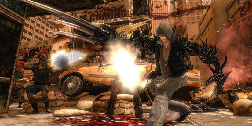 Alex Mercer fighting through Manhattan in 'Prototype'