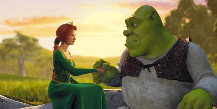 Fiona and Shrek holding hands in Shrek