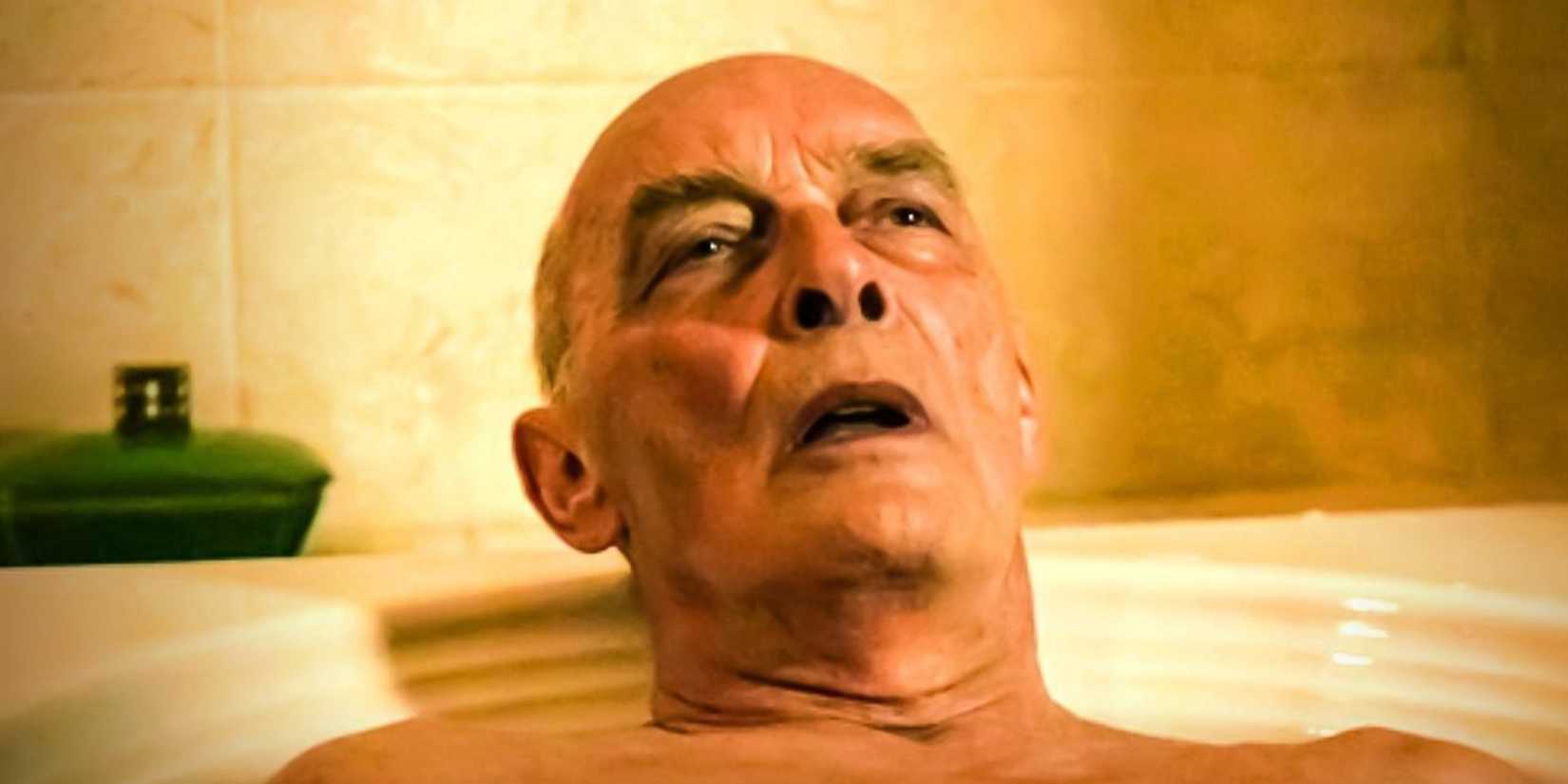 James Faulkner as Charles Partner in the bathtub in 'Slow Horses.'