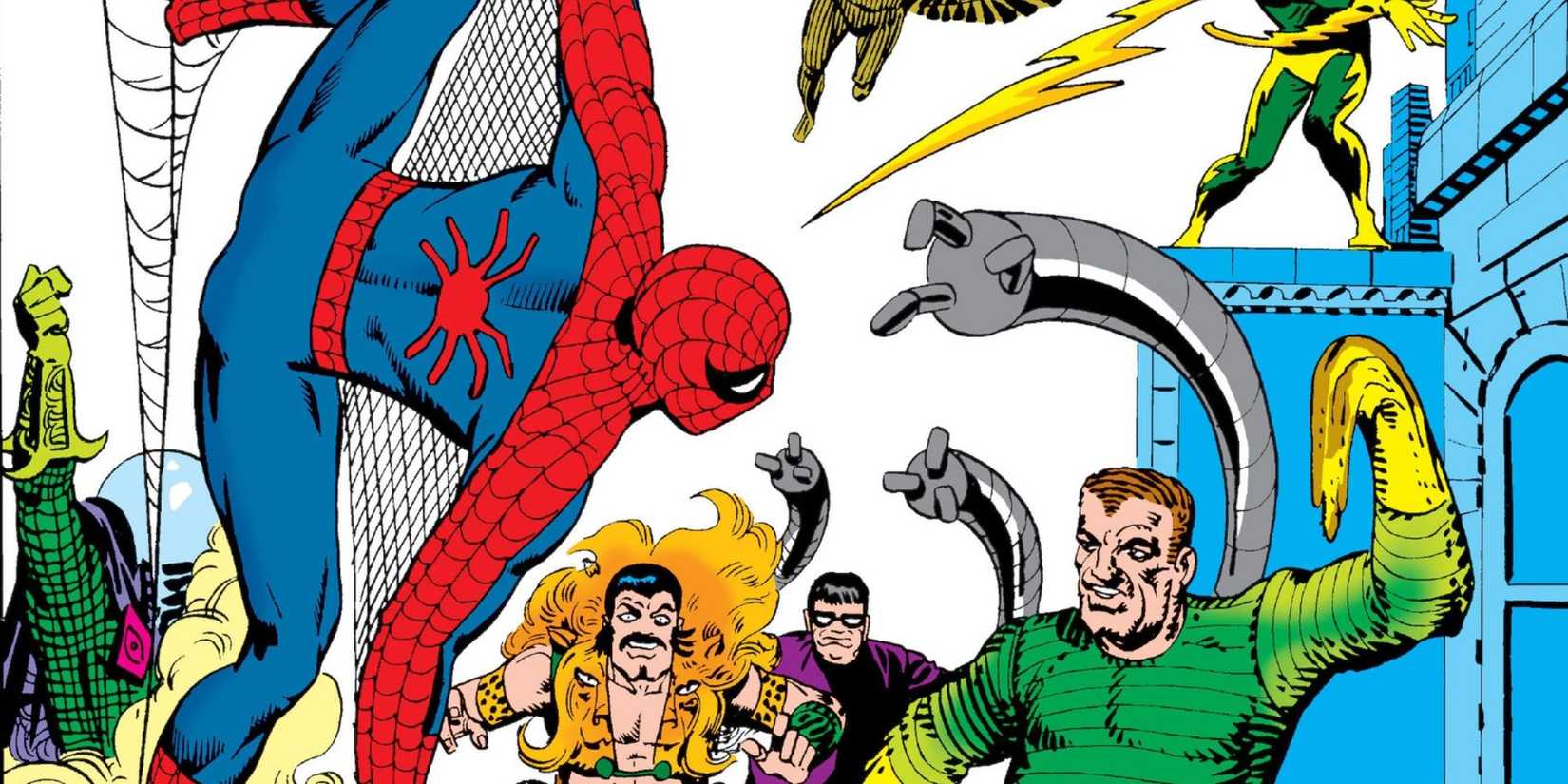 Spider-Man facing the Sinister Six in Marvel Comics