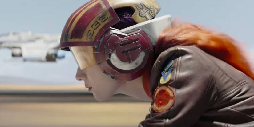 Sabine Wren (Natasha Liu Bordizzo) piloting a speeder bike in 'Ahsoka'