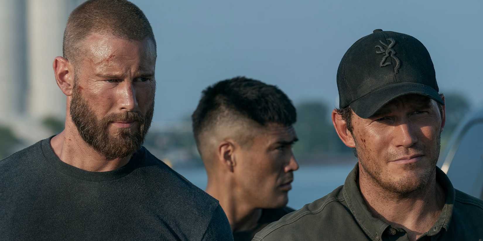 Raife Hastings (Tom Hopper), Sergeant Major Otatkay (Martin Sensmeier), and James Reece (Chris Pratt) in 'The Terminal List' Season 2