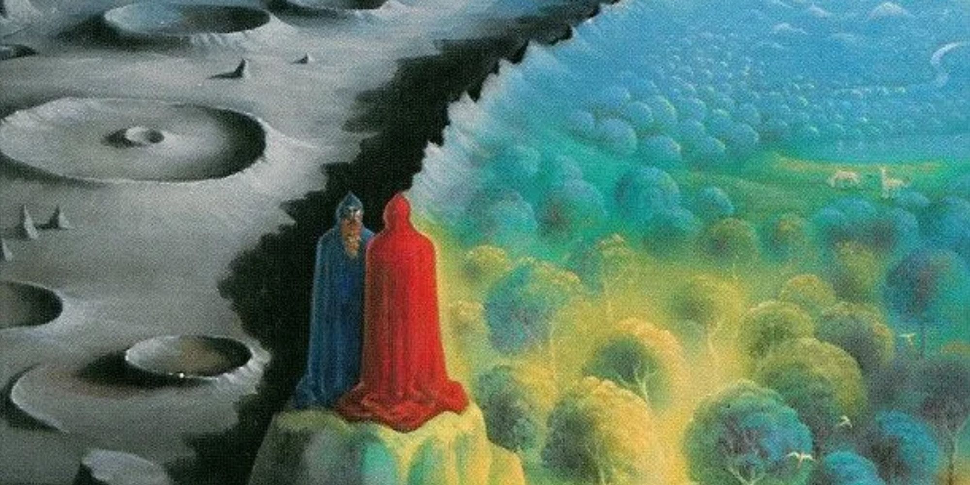 Two men oversee the boundary between space and earth on the cover of 'That Hideous Strength' by C.S. Lewis