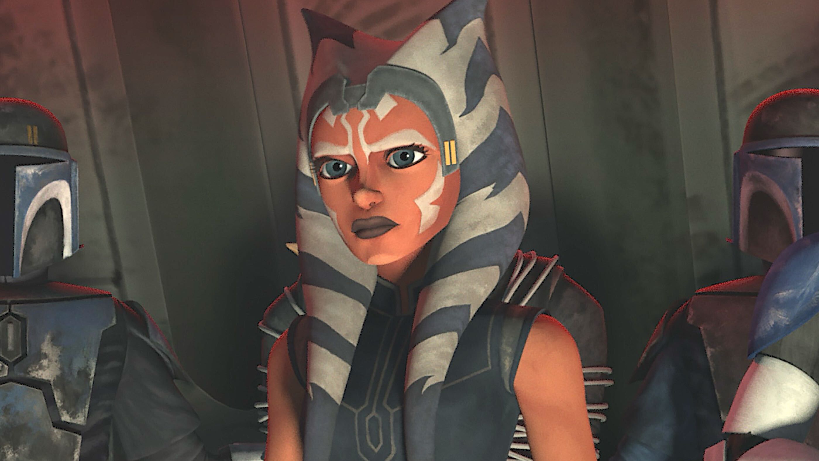 Ahsoka looking concerned in Clone Wars.