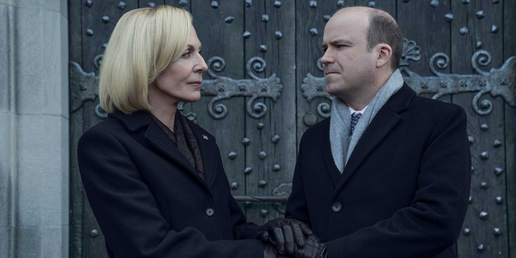Allison Janney as Grace Penn and Rory Kinnear as Nicol Trowbridge in Season 3 of 'The Diplomat.'