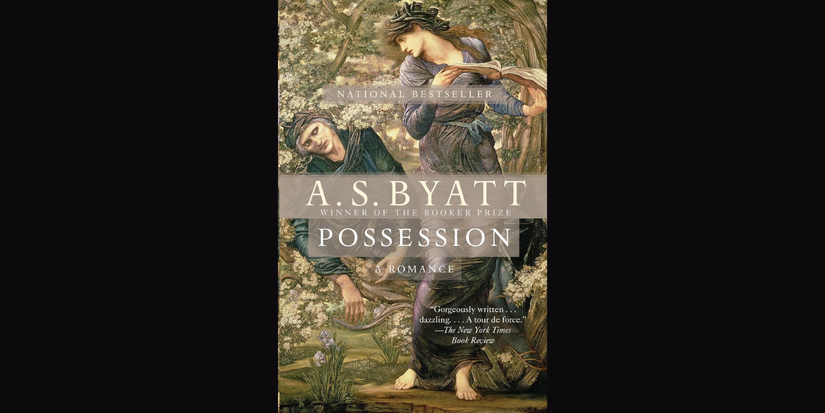 Posession by A.S. Byatt book cover on black background.