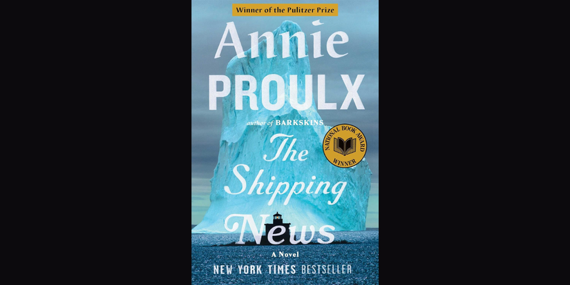 The Shipping by Annie Proulx book cover on black background.
