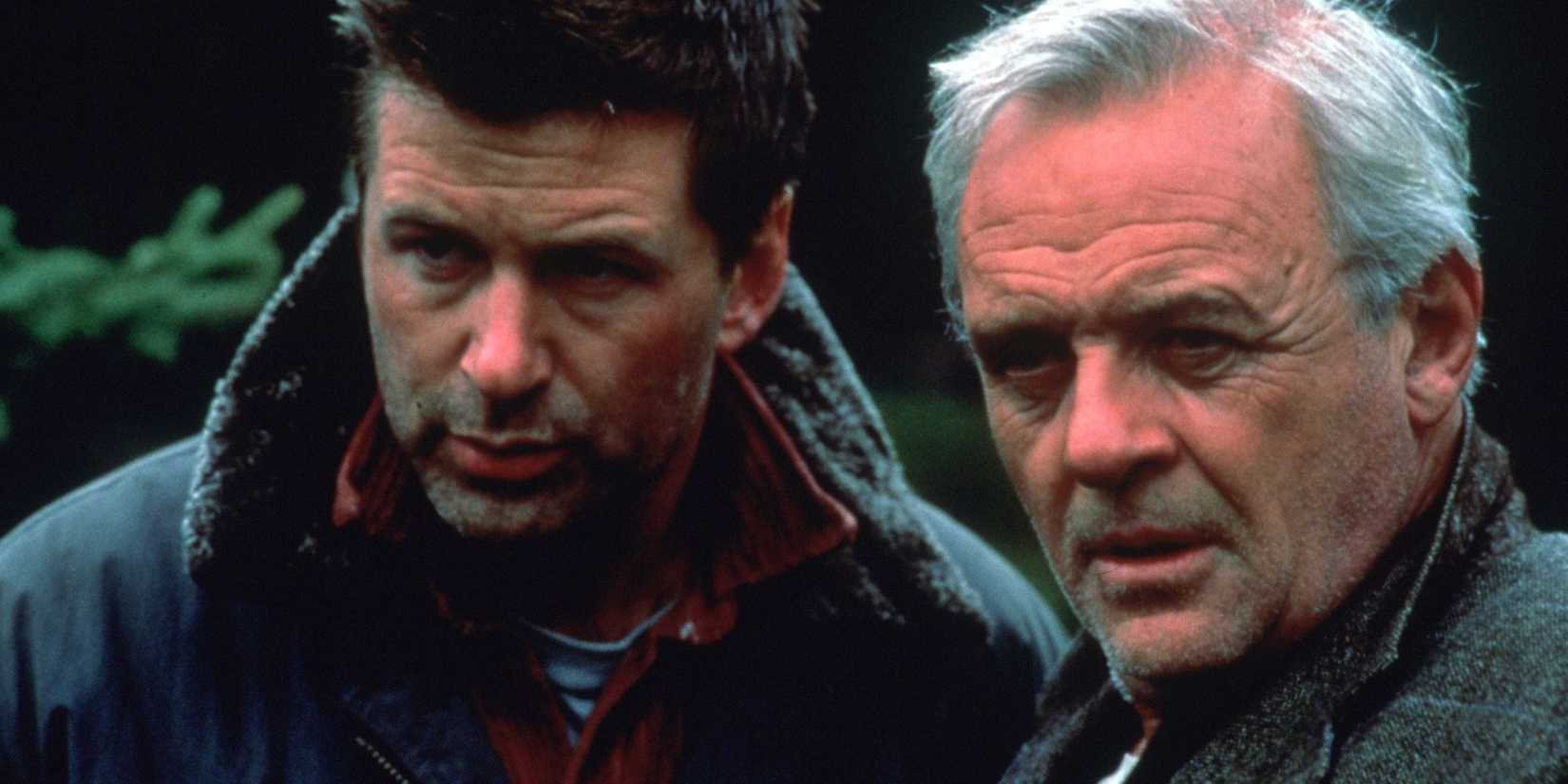 Alec Baldwin and Anthony Hopkins in The Edge