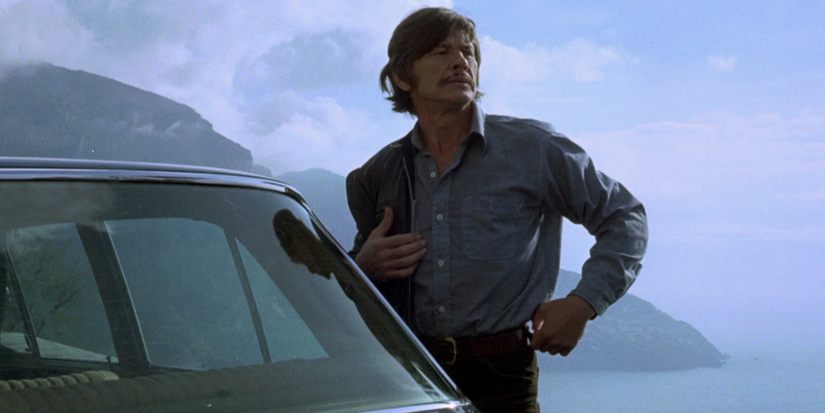 Man stands next to a car looking away