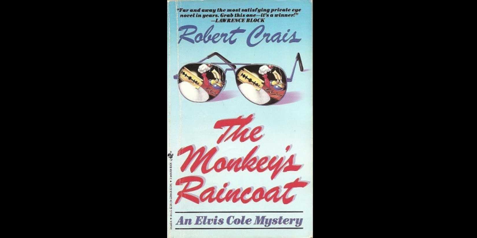 The book cover for 'The Monkey's Raincoat' by Robert Crais.