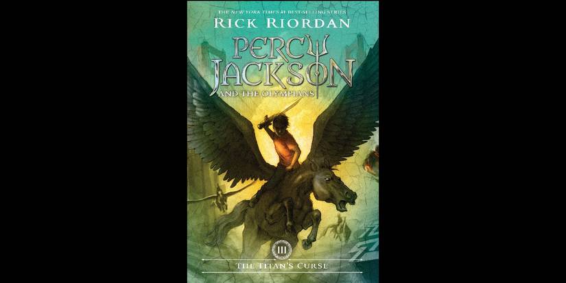The book cover for Percy Jackson and the Olympians: The Titan's Curse by Rick Riordan