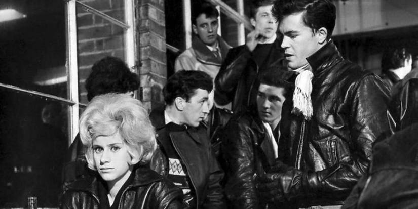 Group of teenagers in 'The Twilight Zone' episode "Black Leather Jackets"