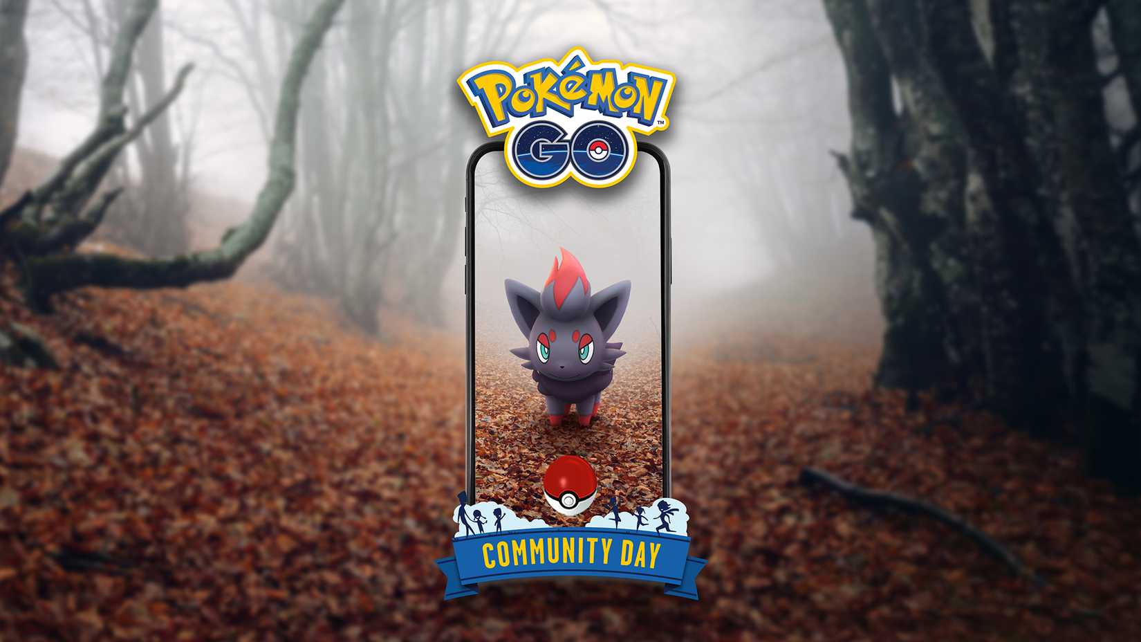 Pokémon GO's official ad for the Zorua Community Day taking place on October 10, 2026.
