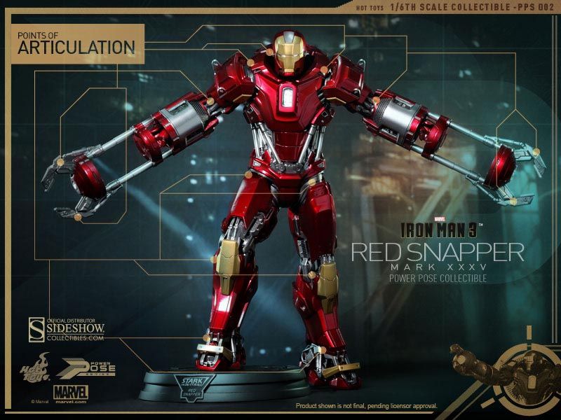 IRON MAN 3 Hot Toys Figures: Iron Man Mark 35 Red Snapper Armor