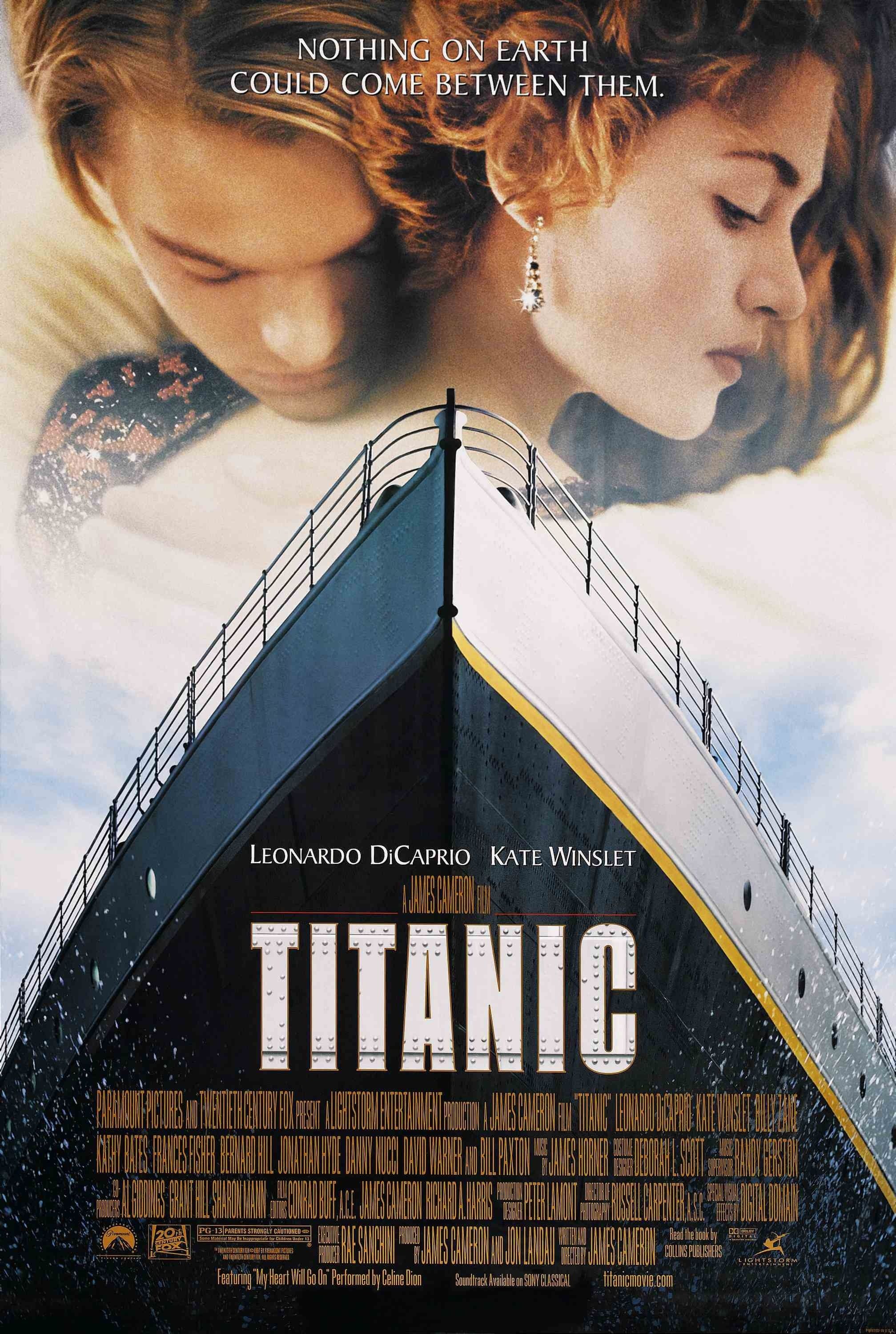 Pôster do filme Titanic com Leonardo DiCaprio e Kate Winslet