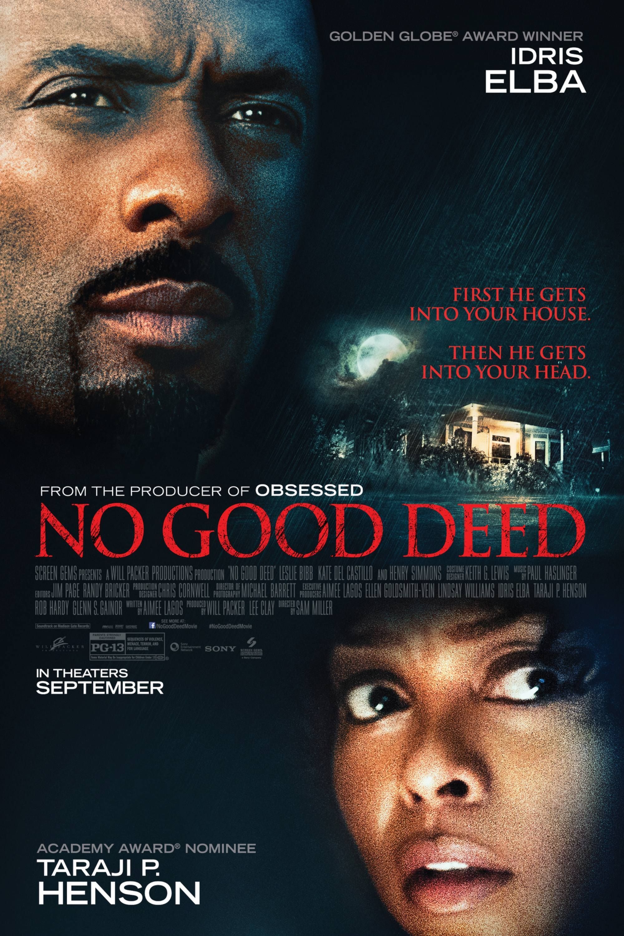 Pôster do filme No Good Deed com Idris Elba e Taraji P. Henson.