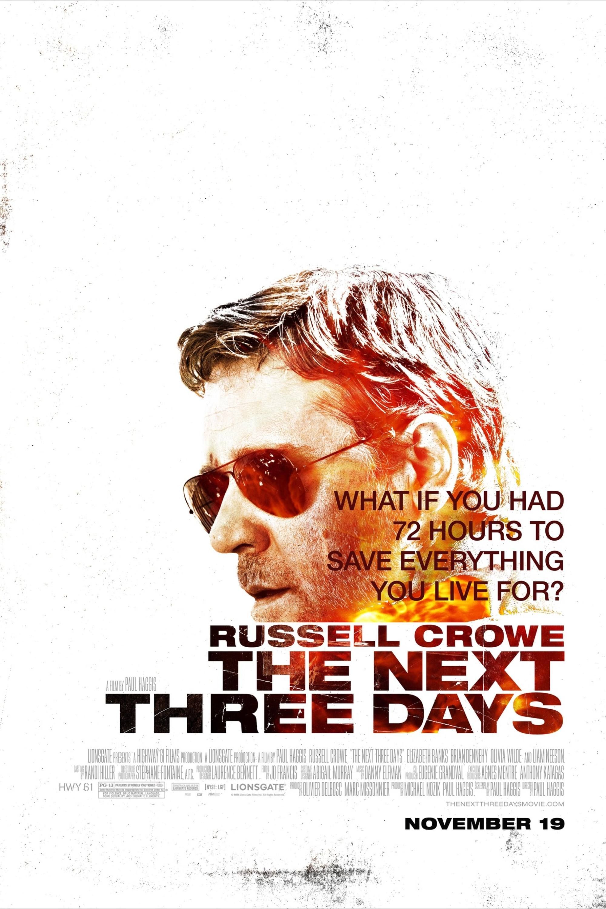 Pôster do filme The Next Three Days com Russell Crowe