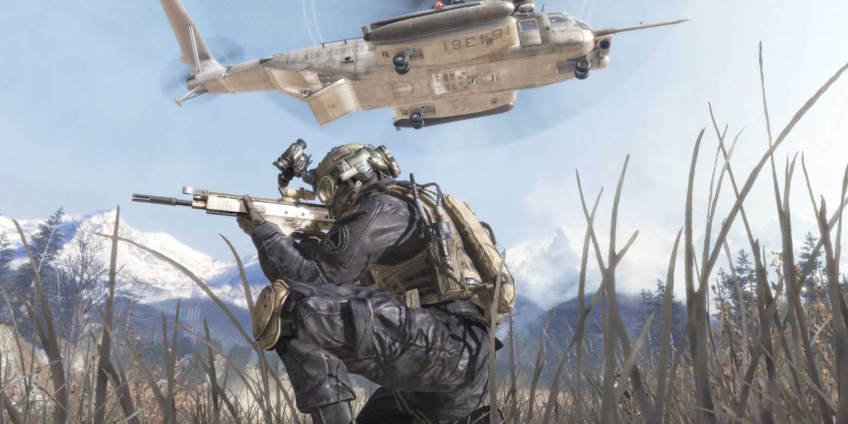 A soldier kneeling and aiming his rifle in Call of Duty: Modern Warfare 2