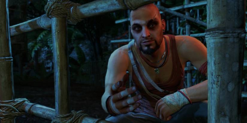 A character offering a hand directly to the camera in Far Cry 3
