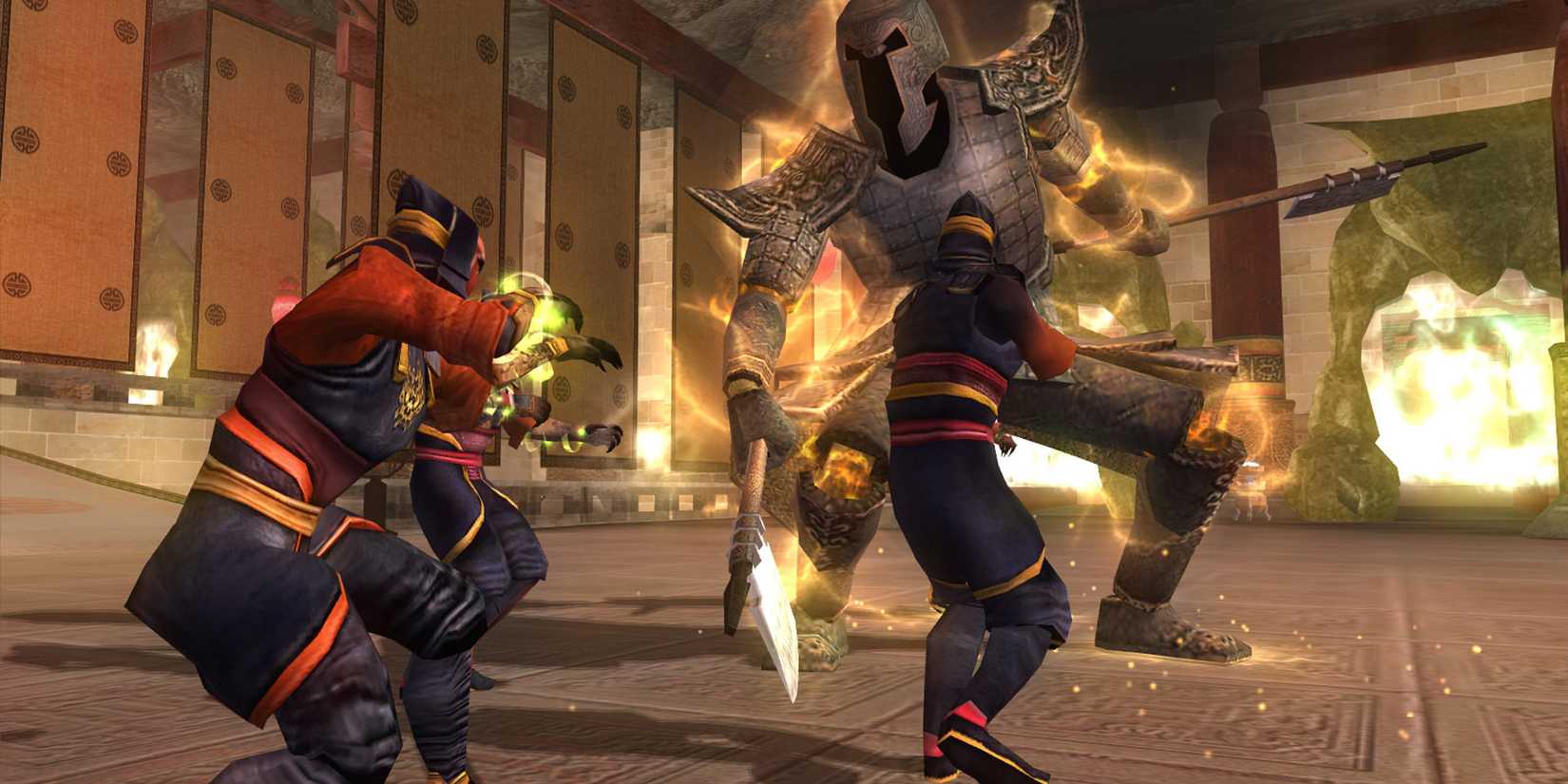 Two characters fighting in Jade Empire Special Edition