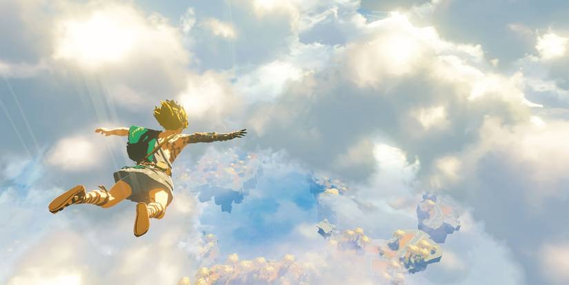 Link falling from the sky in The Legend of Zelda: Tears of the Kingdom