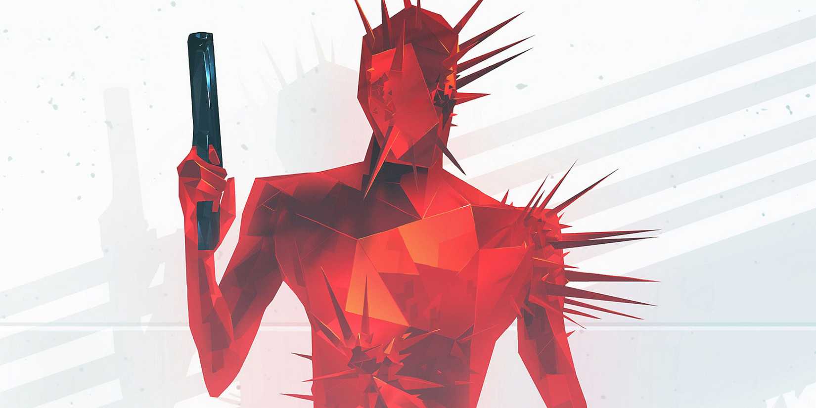 A character holding a gun in superhot