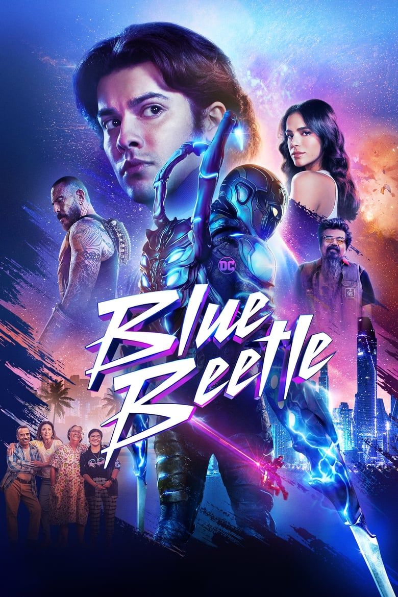 Poster oficial do filme Besouro Azul com Jaime Reyes em destaque.