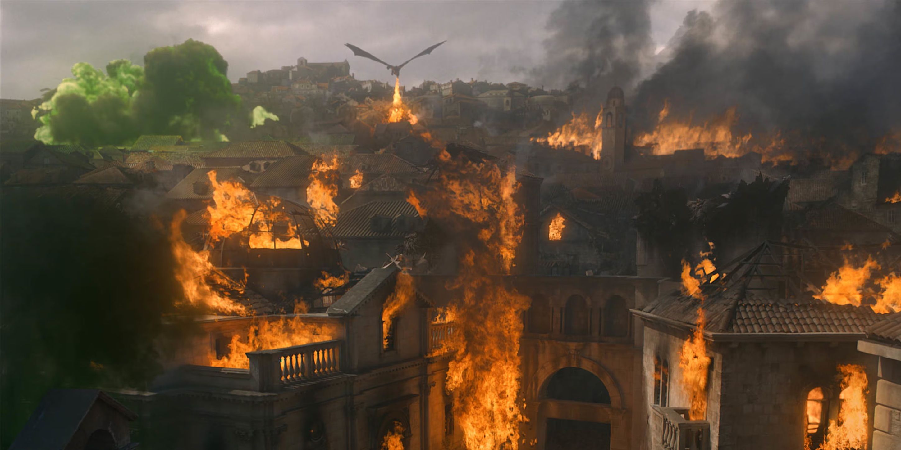 Daenerys Targaryen atacando Porto Real em Game of Thrones.
