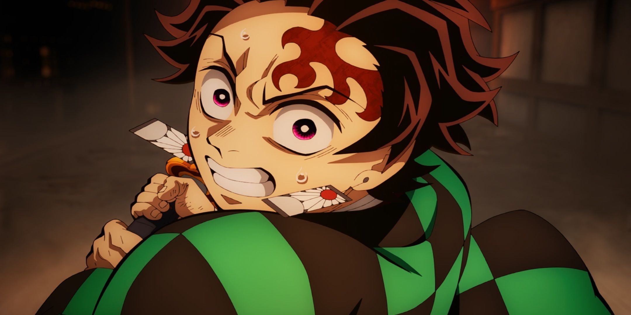 Tanjiro em uma cena de Demon Slayer: Kimetsu no Yaiba – The Movie: Infinity Castle.