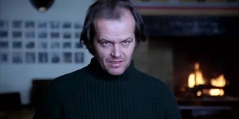 Jack Nicholson looking intently ahead in The Shining