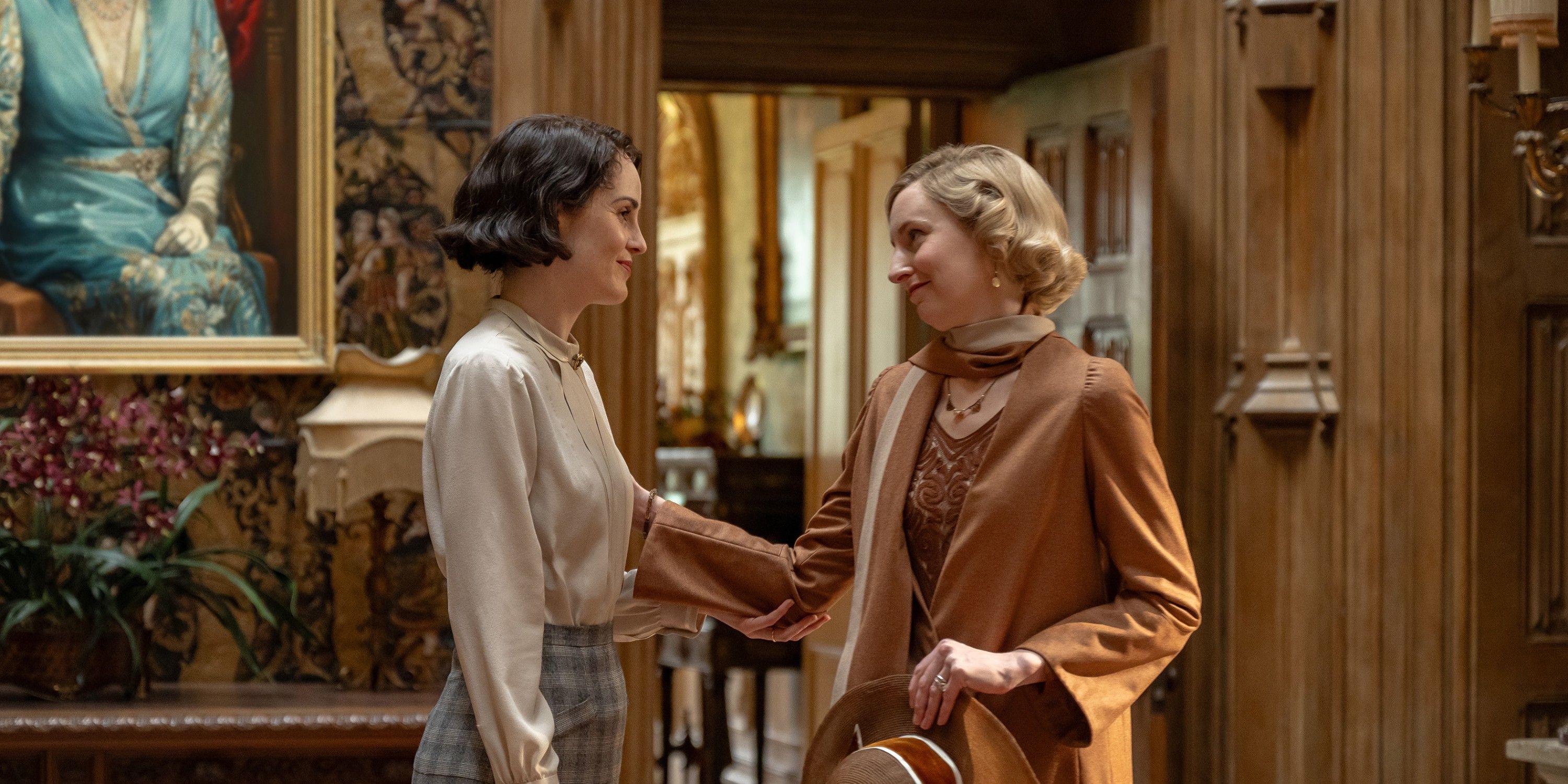 Mary e Edith compartilhando um momento em Downton Abbey: A Grande Final.
