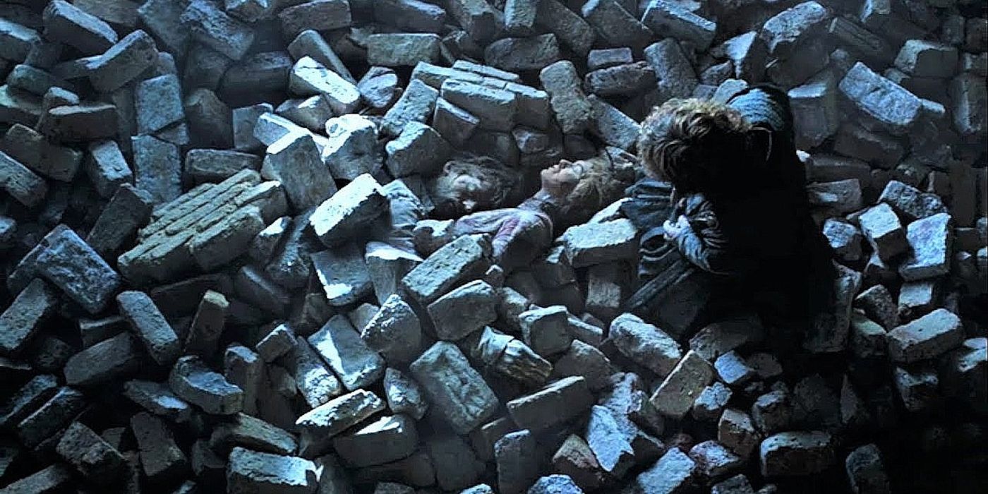 Tyrion Lannister encontra Jaime e Cersei em Game of Thrones.