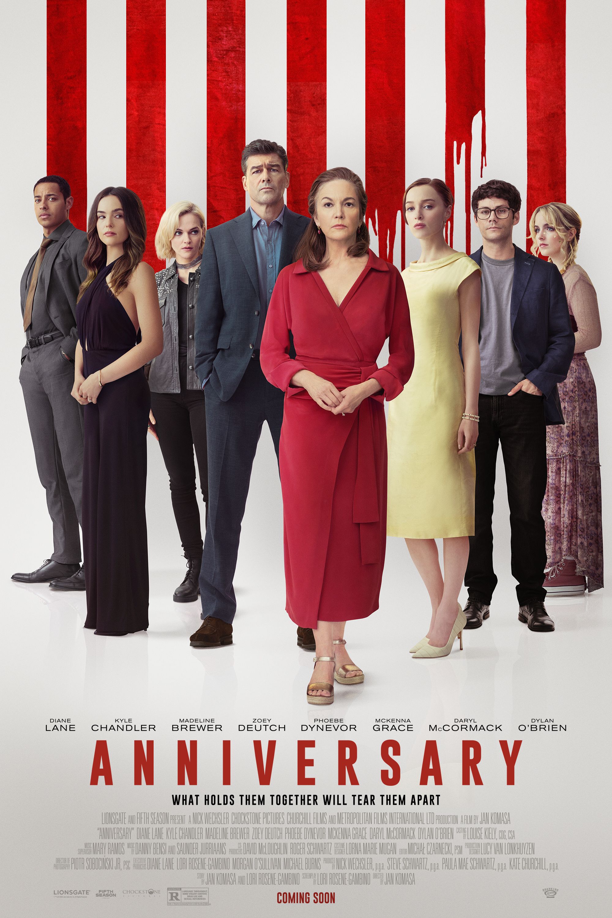 Pôster do filme Anniversary com Diane Lane e Dylan O'Brien.