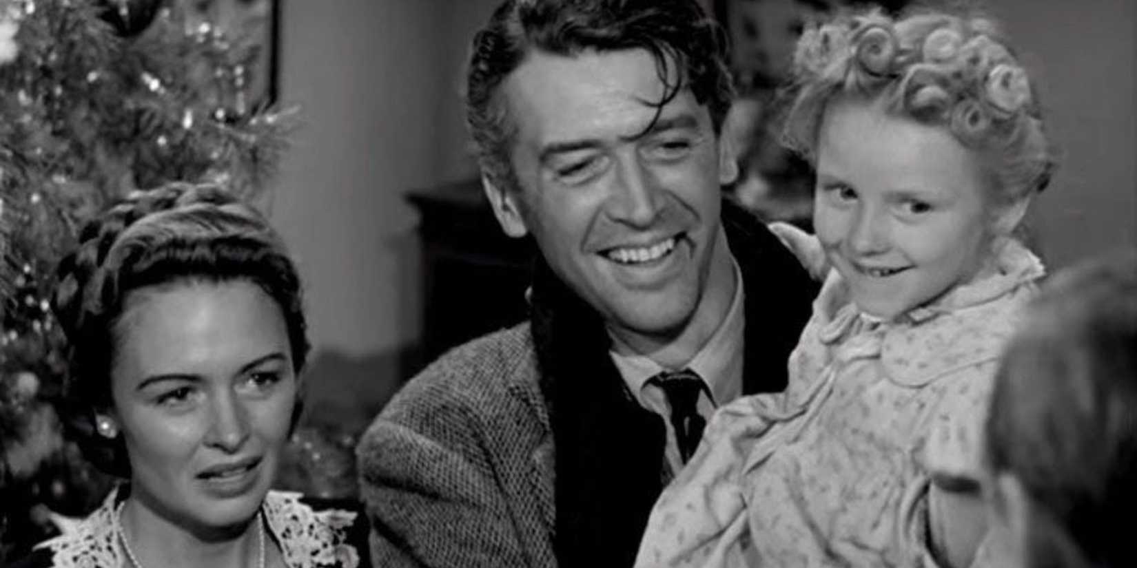 George Bailey with his daughter and wife in It's a Wonderful Life