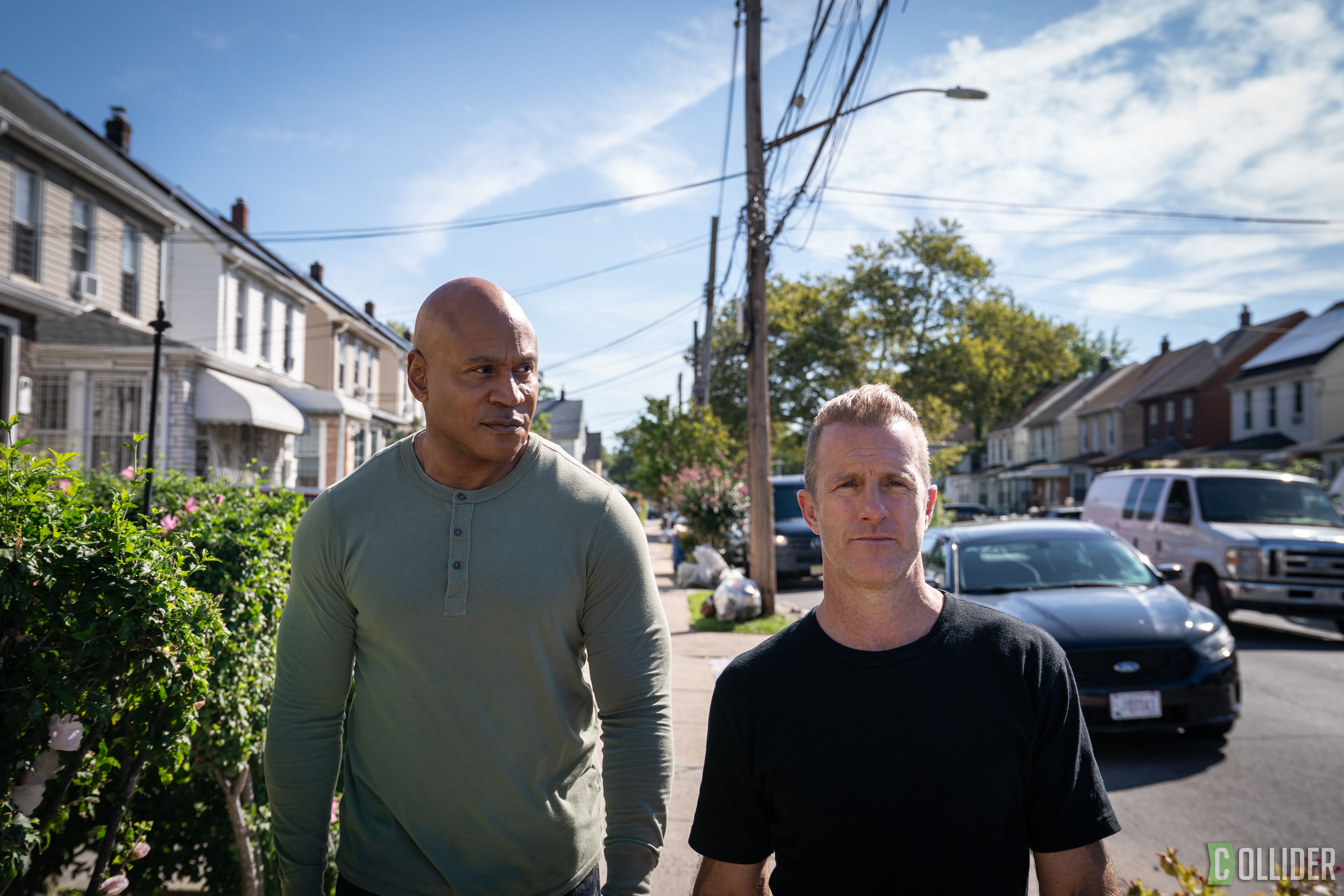 LL COOL J and Scott Caan walking up the sidewalk in NCIS: New York Episode 4